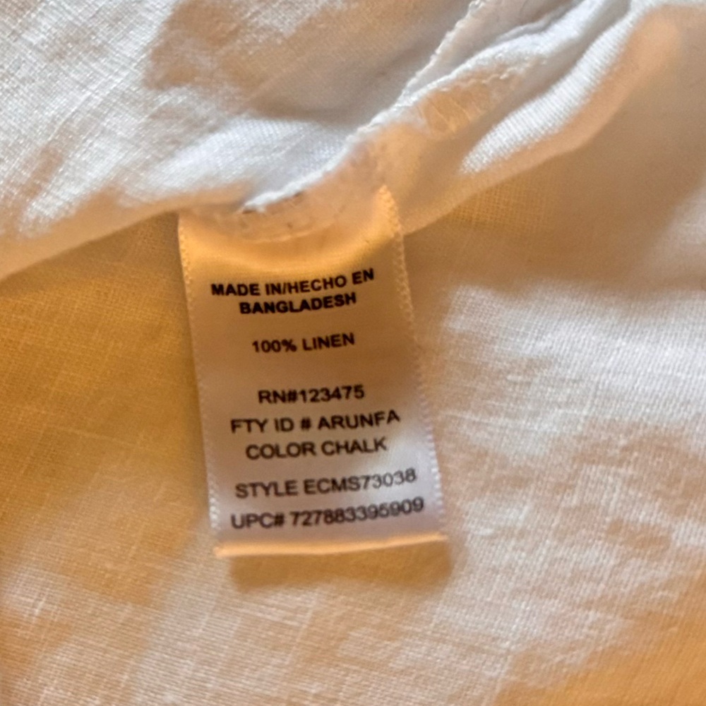 ELLEN TRACY White Linen Lace-Up Blouse Women’s Top - Picture 8 of 13